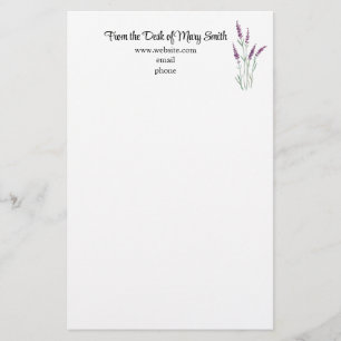 Watercolor Lavender Personalized Stationary Stationery