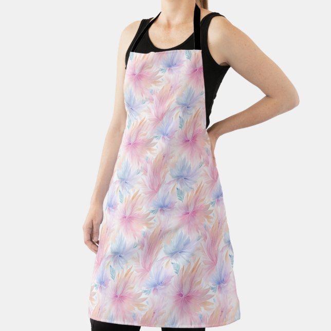 Watercolor Lavender Pink Flowers Pastel Spring Apron (Insitu)
