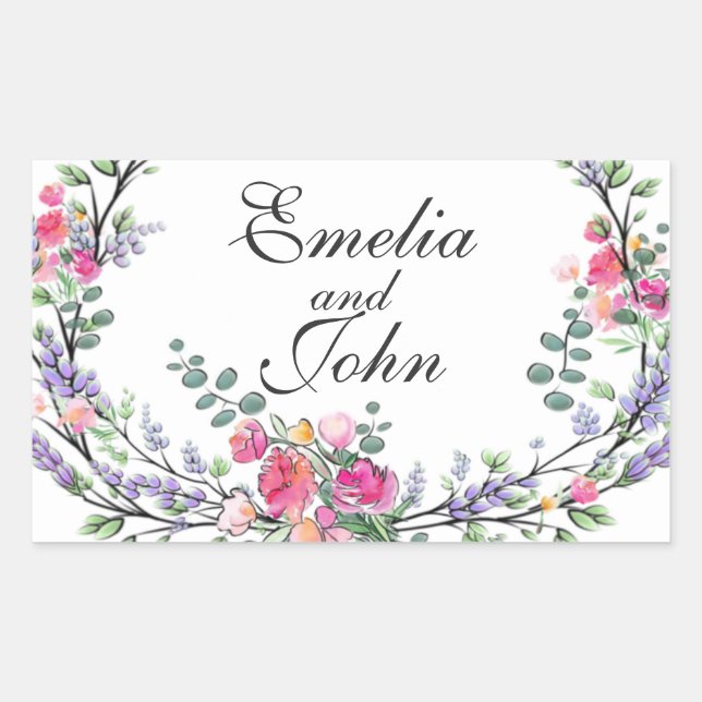 Watercolor Lavender Pink Wild Rose and Eucalyptus Sticker (Front)
