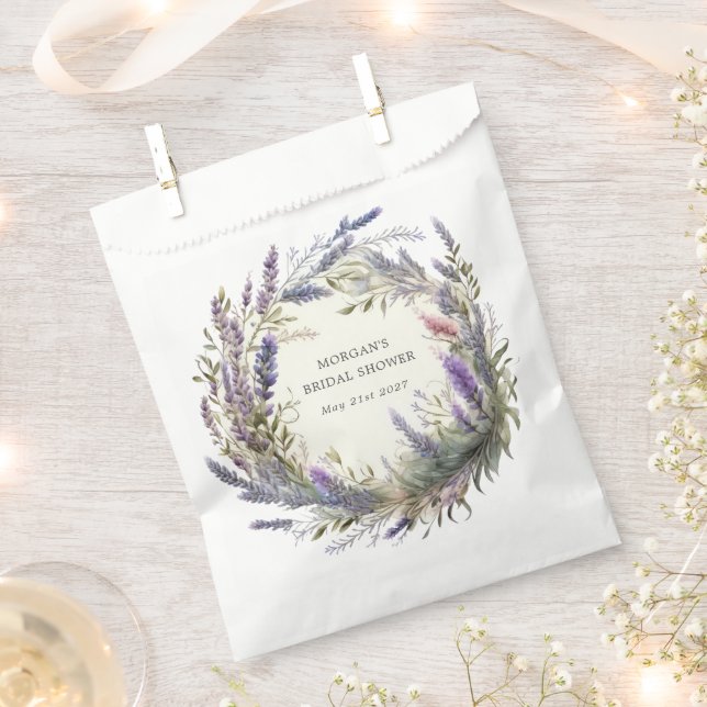 Watercolor Lavender Regal Bridal Shower Favour Bag (Clipped)
