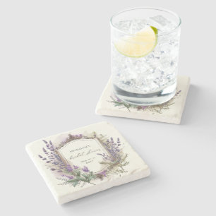 Watercolor Lavender Regal Bridal Shower Stone Coaster