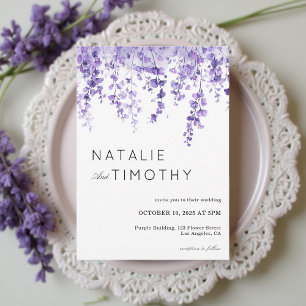 Watercolor Lavender Rustic Boho Botanical Wedding  Invitation