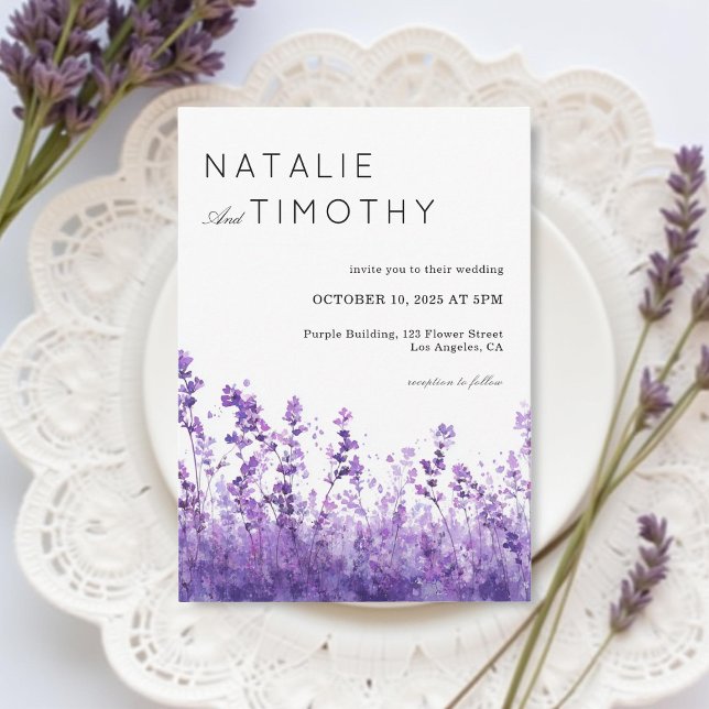 Watercolor Lavender Rustic Boho Botanical Wedding  Invitation (Creator Uploaded)