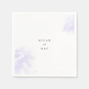 Watercolor Lavender Splash White Names Wedding  Napkin