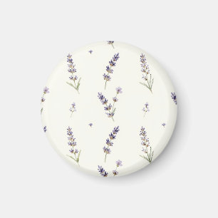 Watercolor Lavender Sprigs Delicate Floral Pattern Magnet