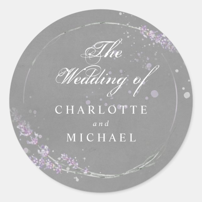 Watercolor Lavender Wedding Envelope Seal (Front)