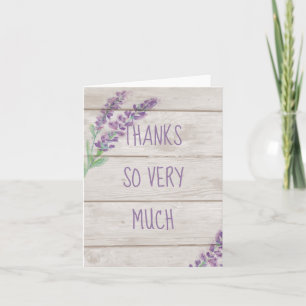Watercolor Lavender & Wood Thank You Blank Card
