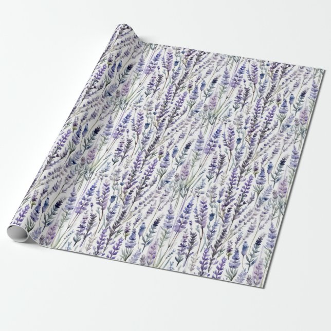 Watercolor Lavender Wrapping Paper (Unrolled)