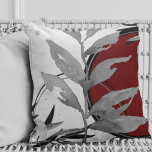 Watercolor Leaf and Circle Abstract Design Throw Pillow<br><div class="desc">This beautiful throw pillow features a unique watercolor leaf design with subtle abstract design elements in grey, silver, and black. The design is highlighted by a burgundy circle with black and silver accents, making it a perfect addition to any modern or contemporary decor. Made with high-quality materials, this pillow is...</div>