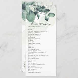 Watercolor Leaf Botanical Order of Service Wedding Invitation
