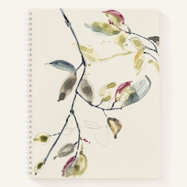 Watercolor Leaf Branch Notebook (Front)