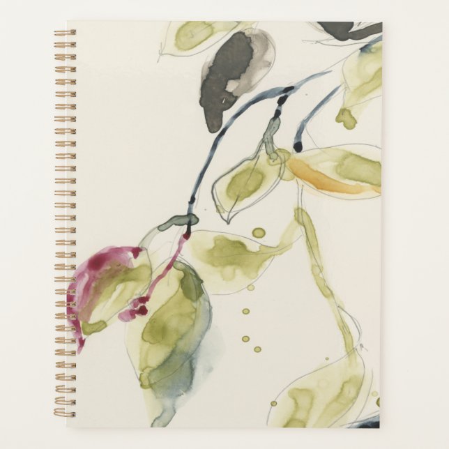 Watercolor Leaf Branch Triptych Planner (Front)