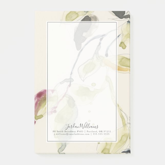 Watercolor Leaf Branch Triptych Post-it Notes (Front)