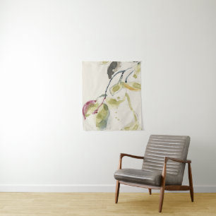 Watercolor Leaf Branch Triptych Tapestry
