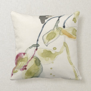 Watercolor Leaf Branch Triptych Throw Pillow