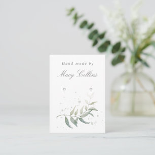Watercolor leaf earring jewellery display card