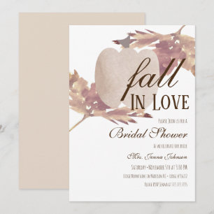 Watercolor Leaf Fall Pumpkin Bridal Shower  Invitation