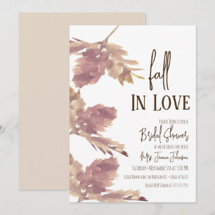 Watercolor Leaf Fall Pumpkin Bridal Shower Script Invitation