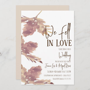Watercolor Leaf Fall Script Wedding Invitation