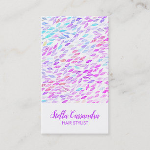 Watercolor Leaf Feather Colourful Modern Pattern Business Card