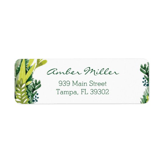 Watercolor Leaf Floral Return Address Label