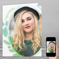 Watercolor Leaf Framed Photo Congratulations