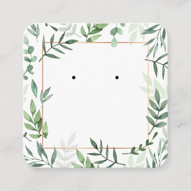 Watercolor Leaf Motif Earring Card (Front)