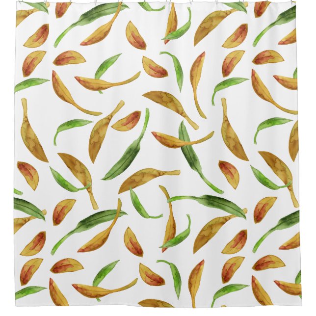 Watercolor Leaf Shower Curtain (Front)