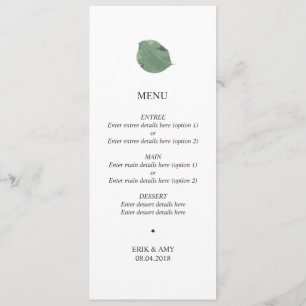 Watercolor leaf wedding menu
