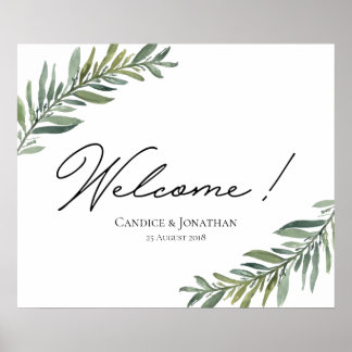 Watercolor Leaf Welcome Sign