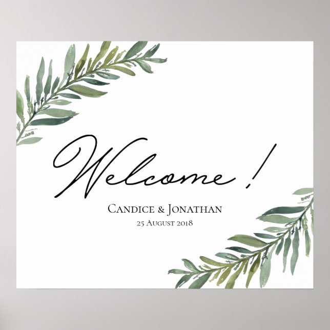 Watercolor Leaf Welcome Sign (Front)