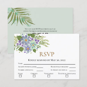 Watercolor Leaves 04b Wedding RSVP with Photo Card