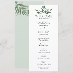Watercolor Leaves 07a Wedding Ceremony Program