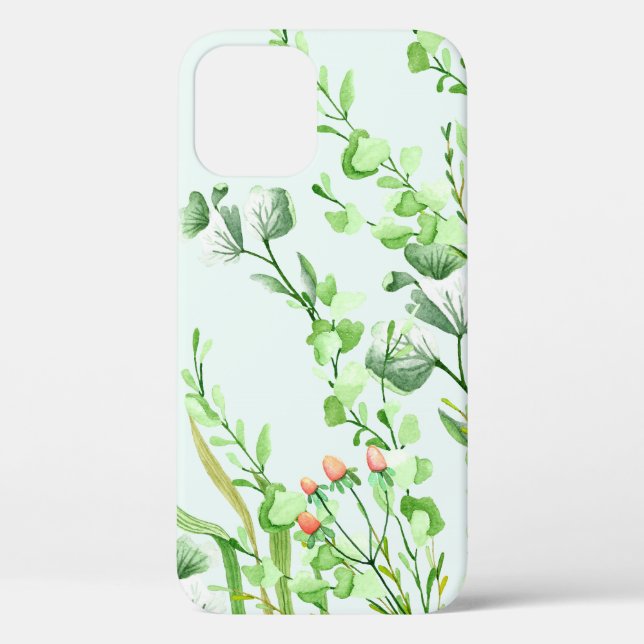 Watercolor Leaves and Berries iPhone / iPad case (Back)