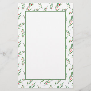 Watercolor Leaves and Berries Stationery