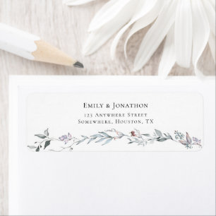 Watercolor Leaves Berry Winter Return Name Address