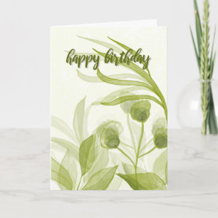 Watercolor Leaves Birthday Card