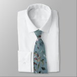Watercolor Leaves Dusty Blue Tie<br><div class="desc">This tie is perfect for outdoor weddings, beach weddings, or whimsical weddings. This tie features your wedding monogram on the inside for an unforgettable detail. Featuring painted florals and leaves on the front in blue tones. This is part of our "Garden Crest" wedding collection. Be sure to visit the collection...</div>