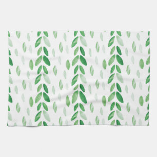watercolor leaves kitchen towel