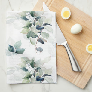Watercolor leaves  kitchen towel