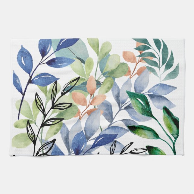 Watercolor Leaves Kitchen towels (Horizontal)