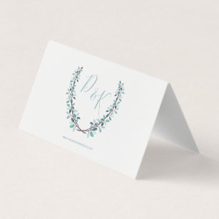 Watercolor Leaves Monogram Wedding Place Cards