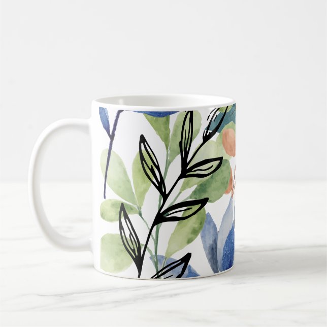 Watercolor Leaves Mug (Left)