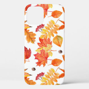 Watercolor leaves, natural seamless pattern. iPhone 12 case