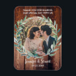 Watercolor leaves on rustic wood Thank You wedding Magnet<br><div class="desc">Watercolor leaves on rustic wood,  Thank You photo wedding magnet.
Wedding Thank You magnet to say "Thank you" to your wedding guests.
Add your own photo,  text and names and create a very personal and unique wedding favour.</div>