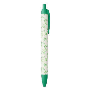 Watercolor leaves pattern black ink pen