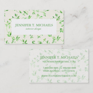 Watercolor leaves pattern business card