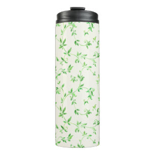 Watercolor leaves pattern thermal tumbler
