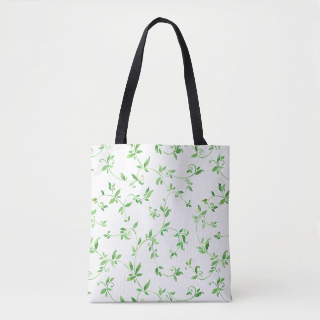 Watercolor leaves pattern tote bag (Front)