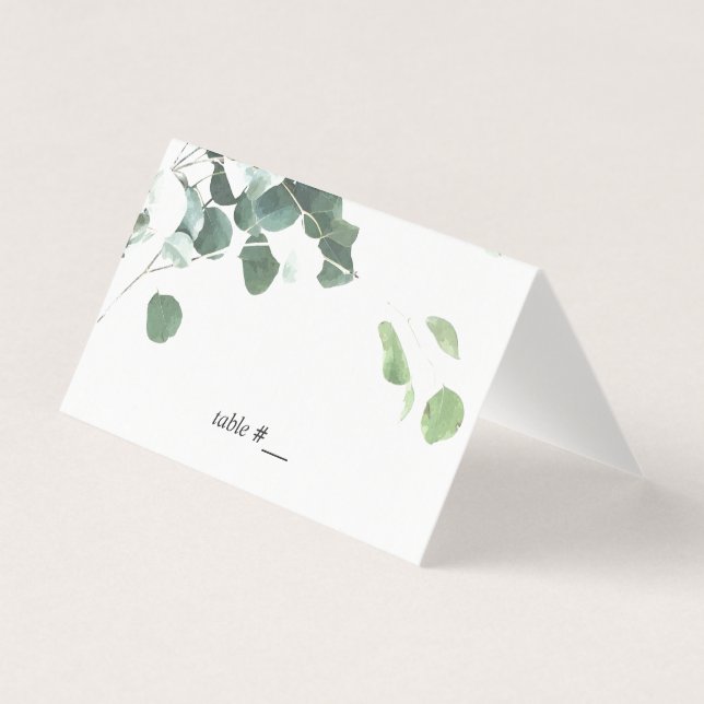 Watercolor leaves place cards - folded (Front)